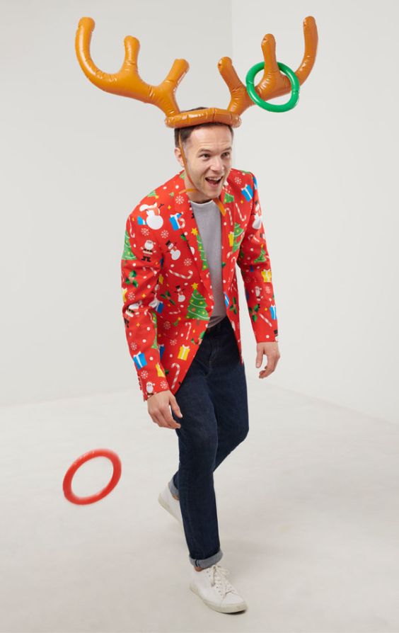 Festlig kul röd jul kavaj Dobell