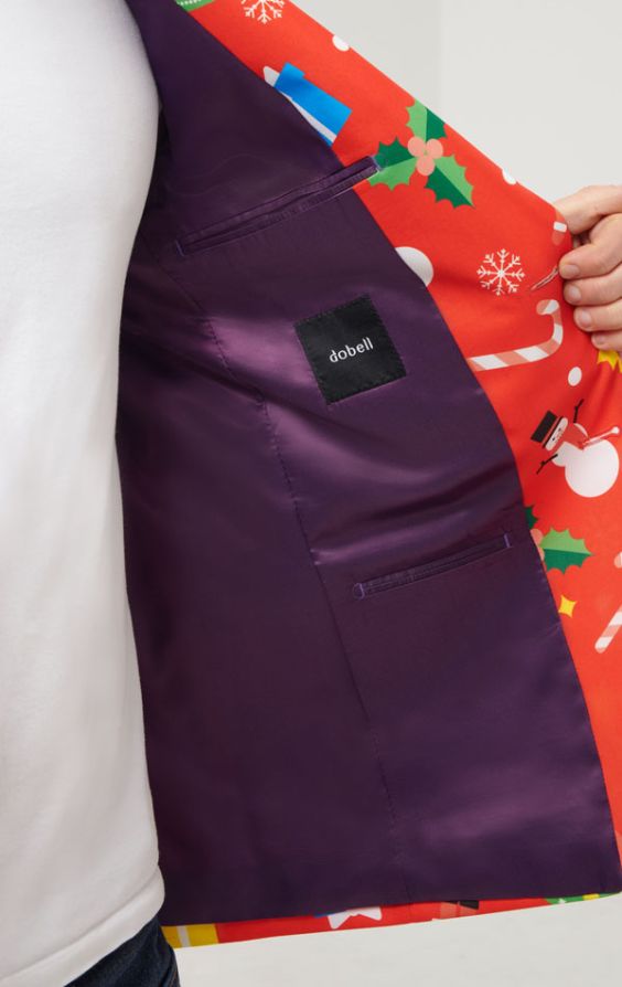 Festlig kul röd jul kavaj Dobell