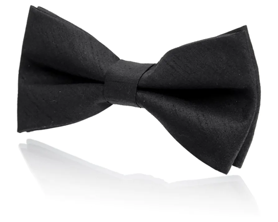 Knuten svart fluga i polyester dupion för pojkar