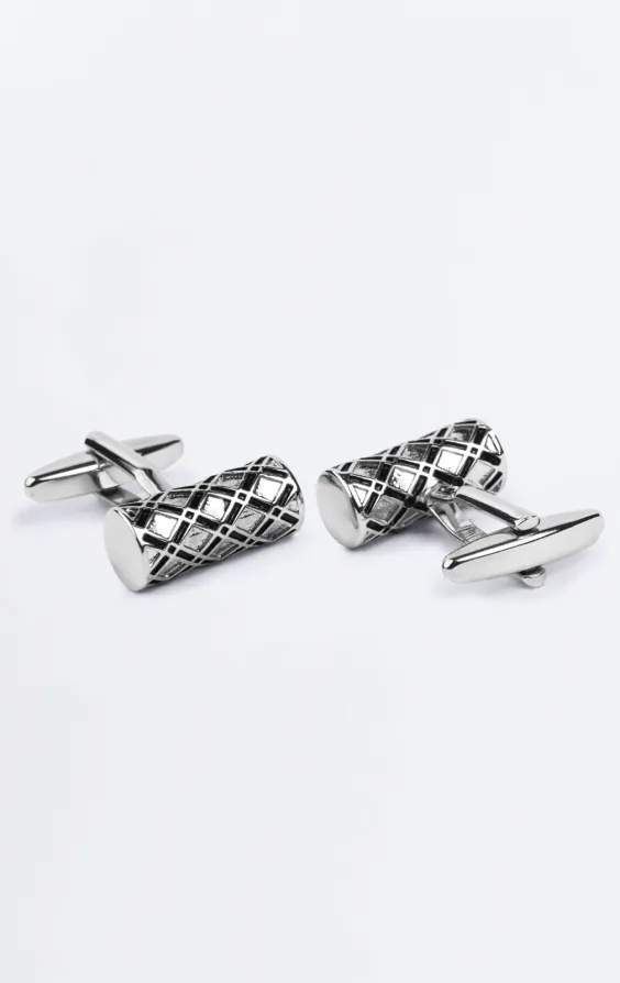 Silverfärgade diamantmönstrade manschettknappar - photo 1
