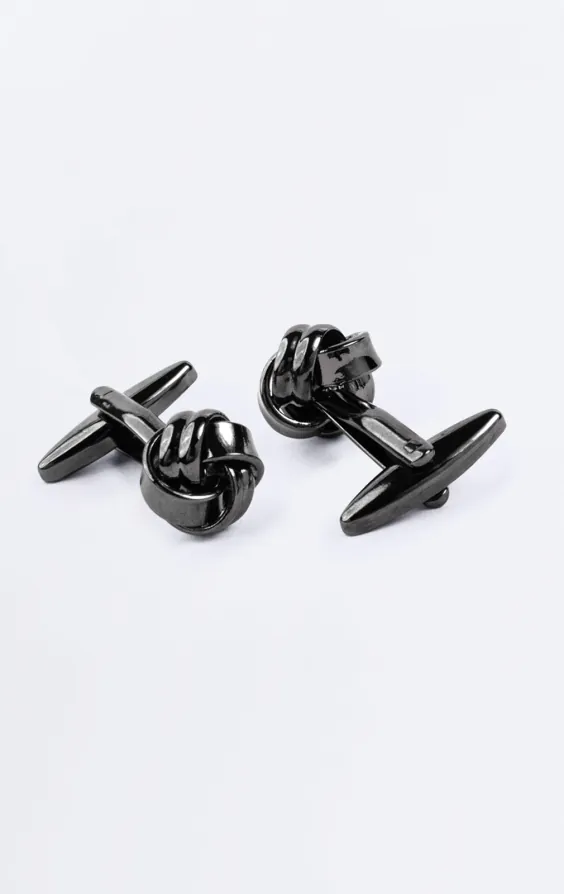 Gunmetal grå knut manschettknappar - photo 1