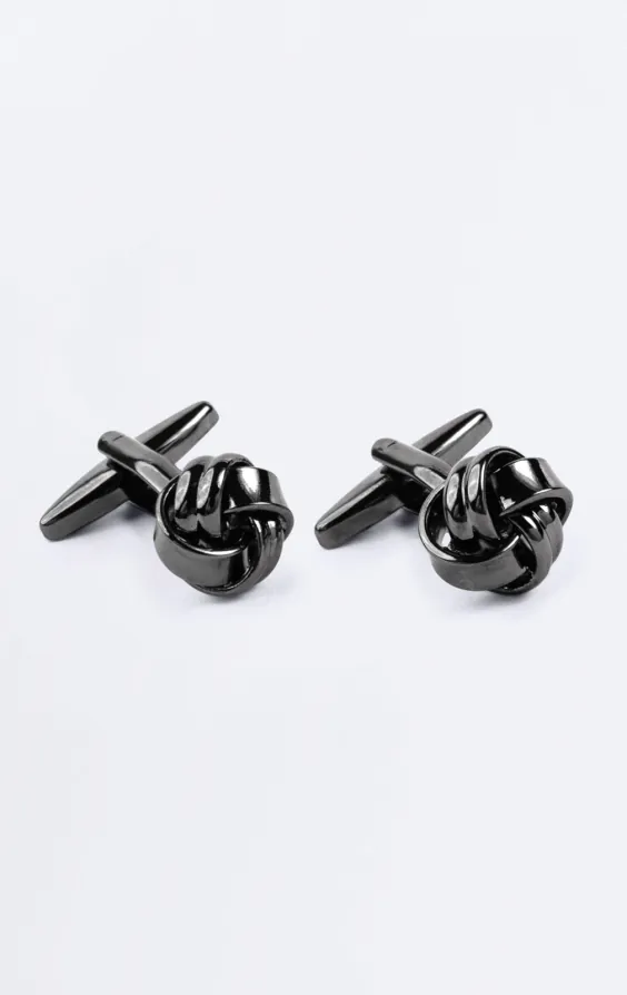 Gunmetal grå knut manschettknappar