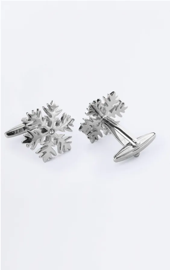 Manschettknappar med silverfärgade snöflingor - photo 1