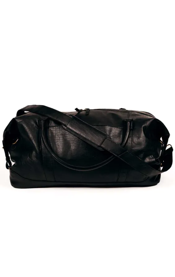 Svart läder weekend bag - photo 1
