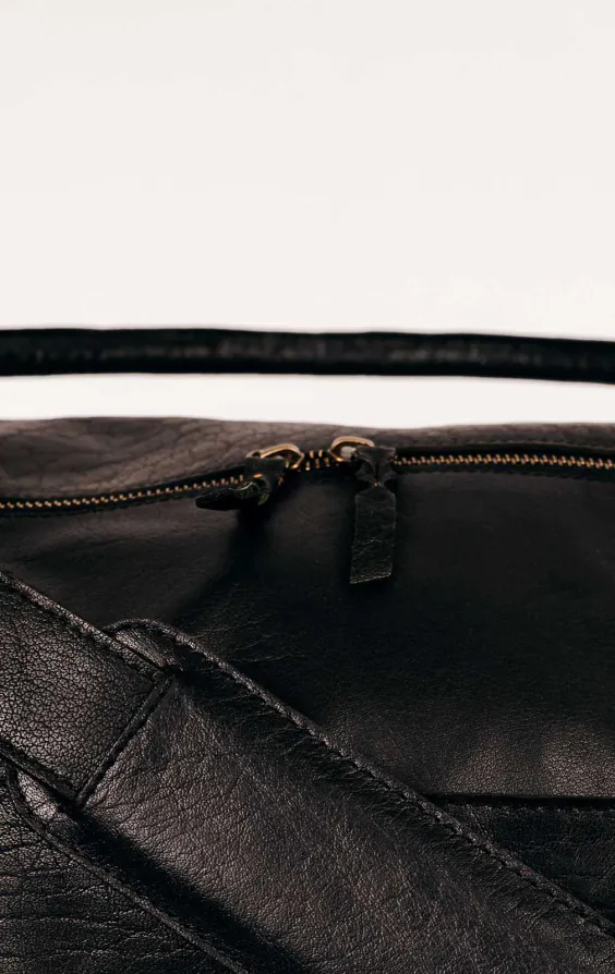 Svart läder weekend bag - photo 2