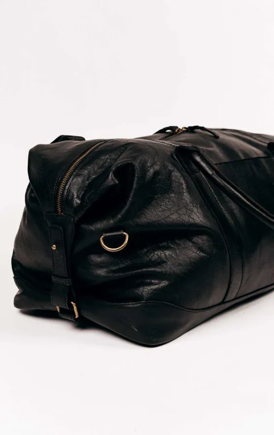 Svart läder weekend bag - photo 3