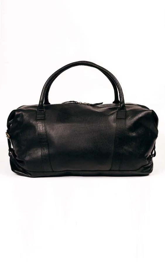 Svart läder weekend bag