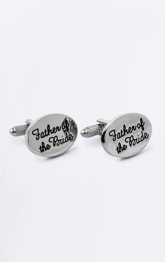Silverfärgade 'Father of the Bride' manschettknappar