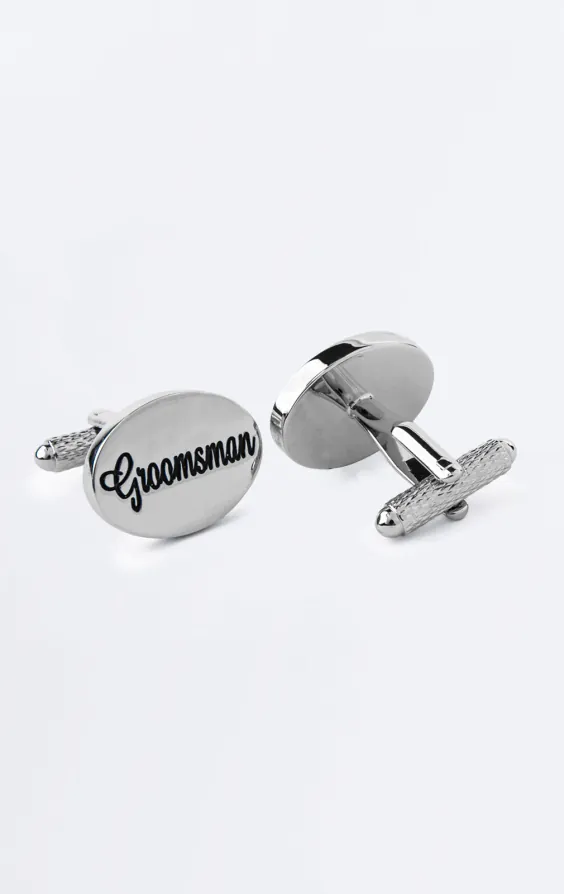 Silverfärgade 'Groomsman' manschettknappar - photo 1