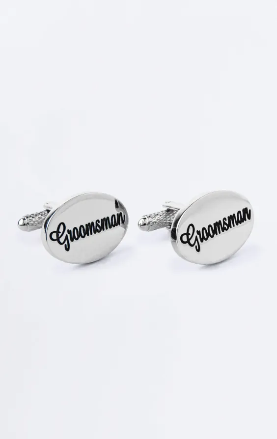 Silverfärgade 'Groomsman' manschettknappar