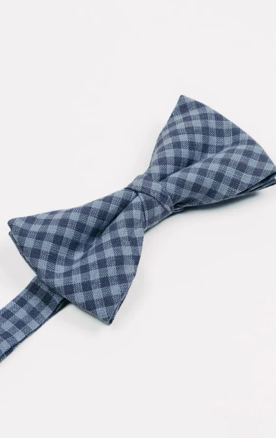 Blå gingham-mönstrad fluga - photo 1