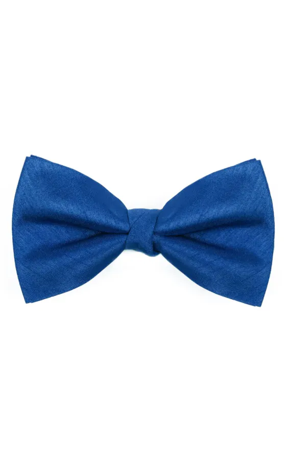 Azurblå fluga i polyester dupion