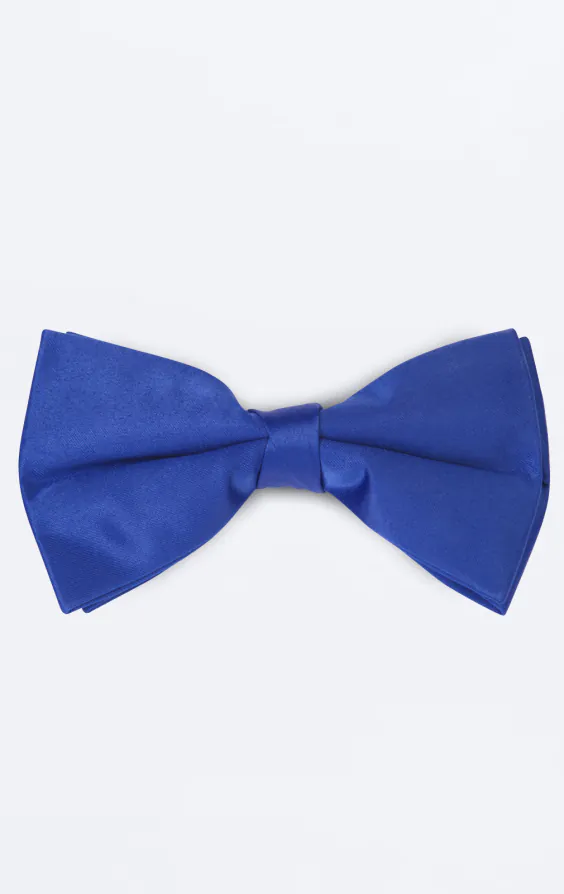 Kungsblå fluga i polyester (knuten och oknuten)