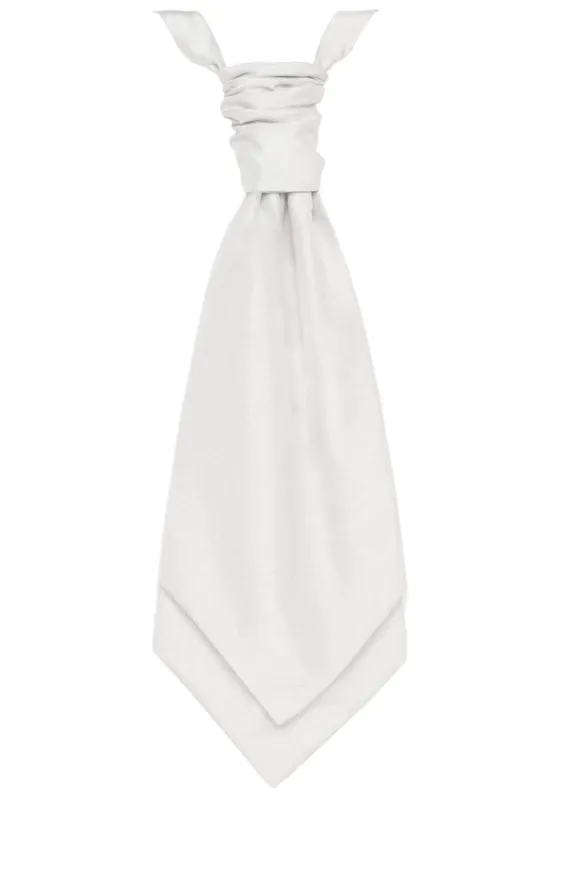 Vit kravatt i polyester dupion (Knuten och handknuten stil) Vit kravatt i polyester dupion (Knuten och handknuten stil)