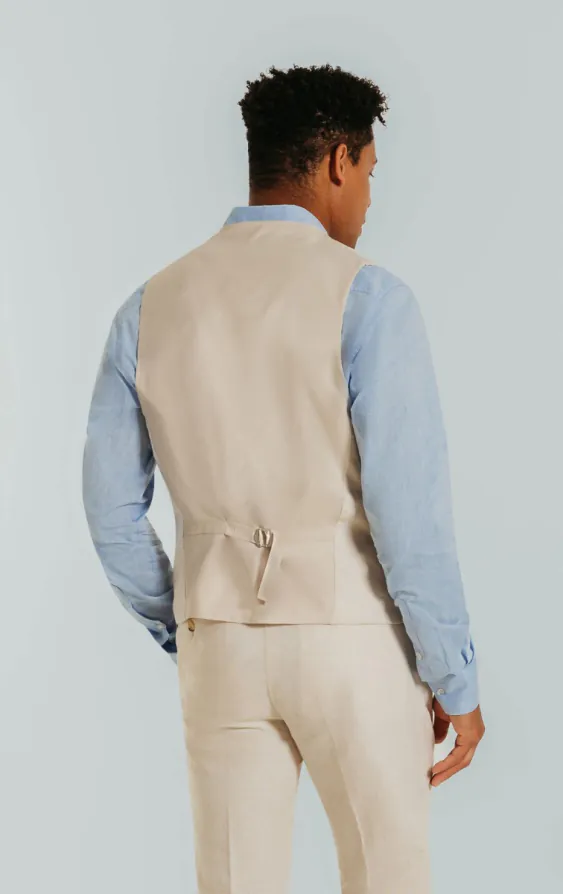 Cream linne slimfit väst - photo 2