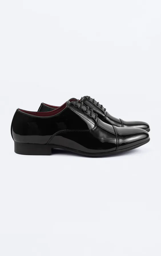Svart enkla Oxford toe cap lackskor