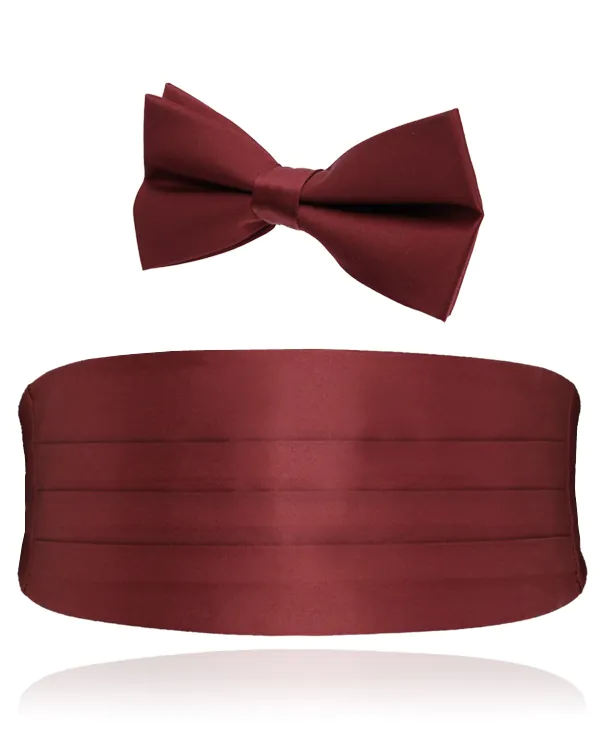 Pojkar Vinröd Polyester Kummerband & Knuten Fluga Set