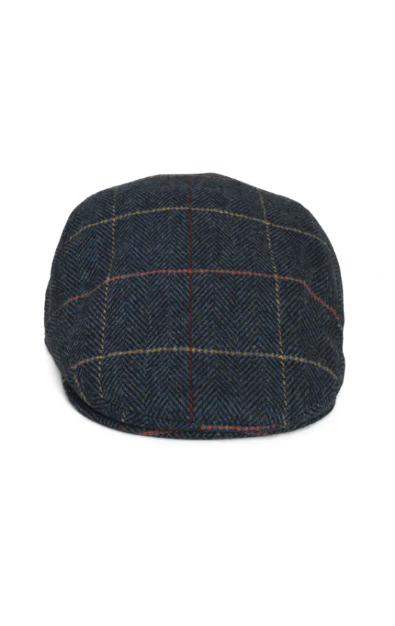Mörkblå rutig tweed flat cap - photo 1