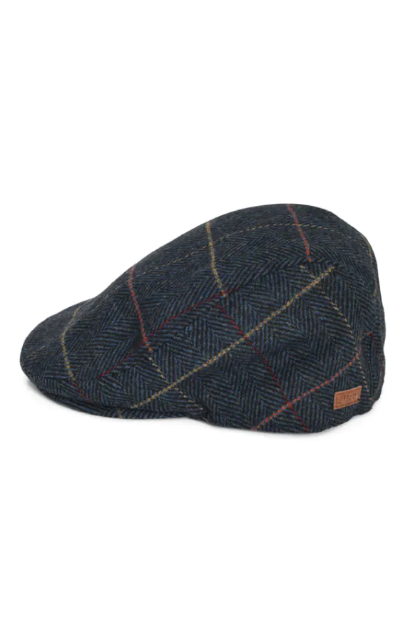 Mörkblå rutig tweed flat cap - photo 2