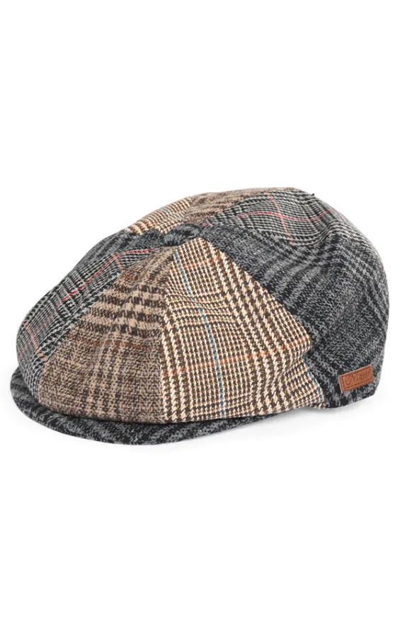 Multifärgad tweed newsboy keps