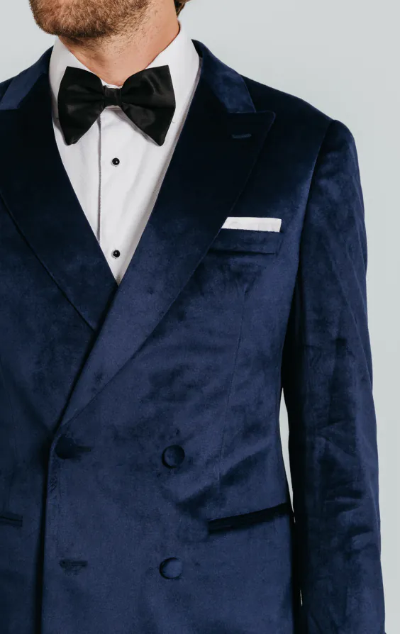 Marinblå sammet dubbelknäppt smoking kavaj - photo 4 Marinblå sammet dubbelknäppt smoking kavaj - photo 4