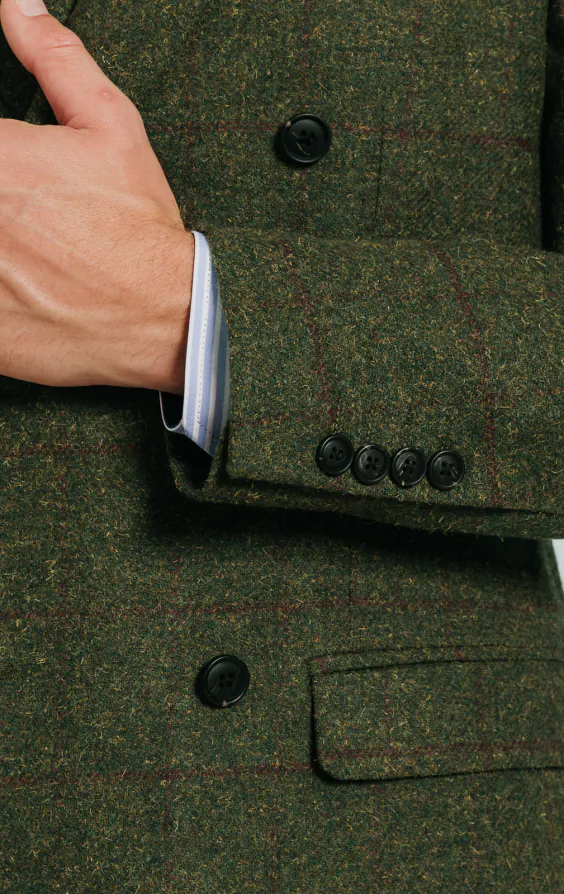 Grön fönsterrutig tweed dubbelknäppt kavaj - photo 2