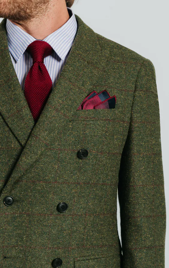 Grön fönsterrutig tweed dubbelknäppt kavaj - photo 3
