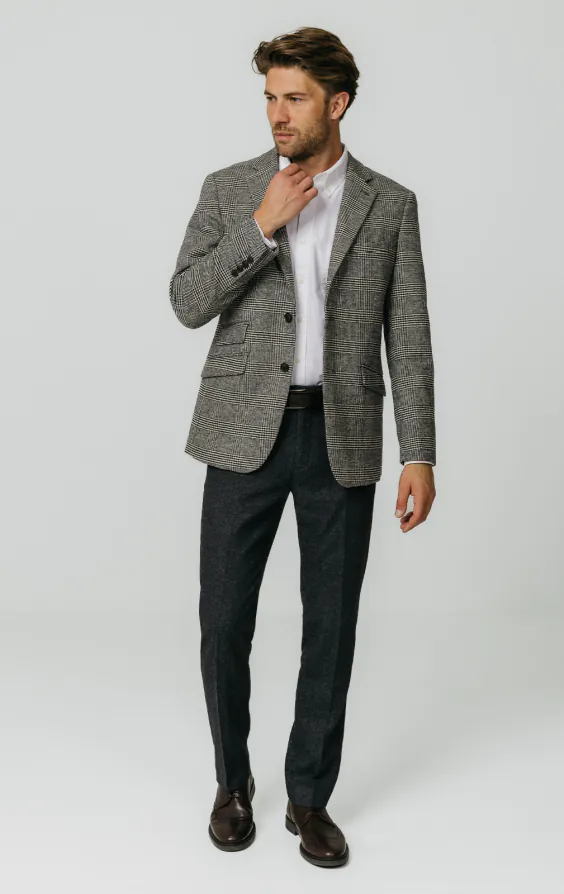 Svart och krämfärgad Prince of Wales rutig tweed kavaj - photo 1