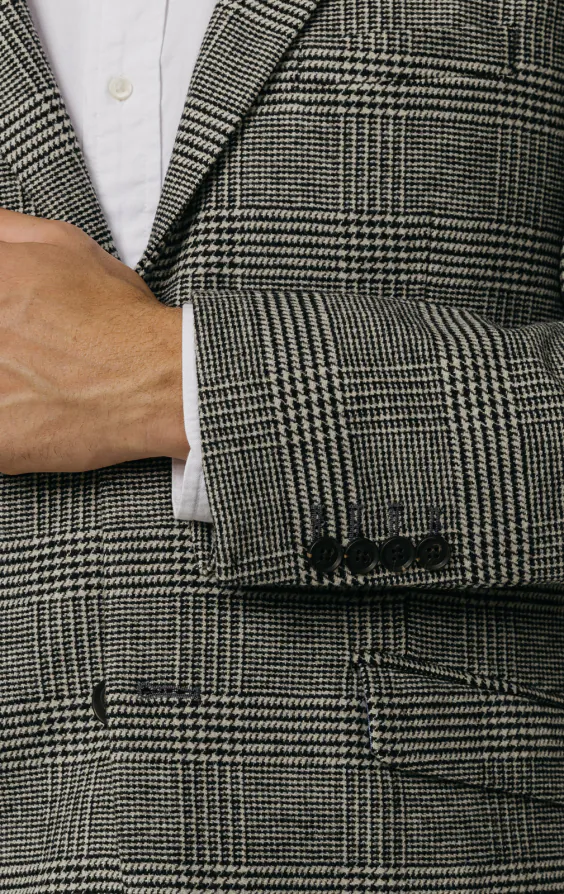 Svart och krämfärgad Prince of Wales rutig tweed kavaj - photo 2