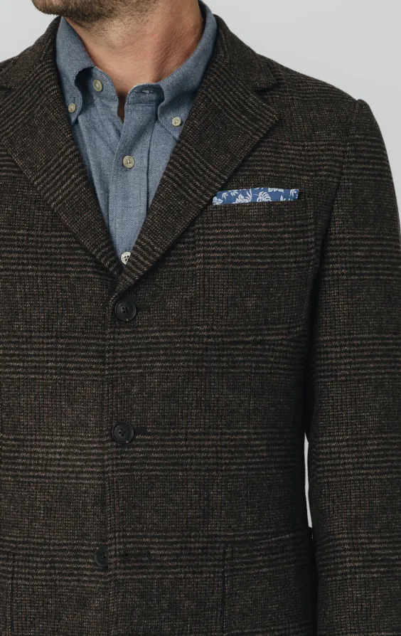 Brun Prince of Wales tweed rutig kavaj med påsydda fickor - photo 3 Brun Prince of Wales tweed rutig kavaj med påsydda fickor - photo 3