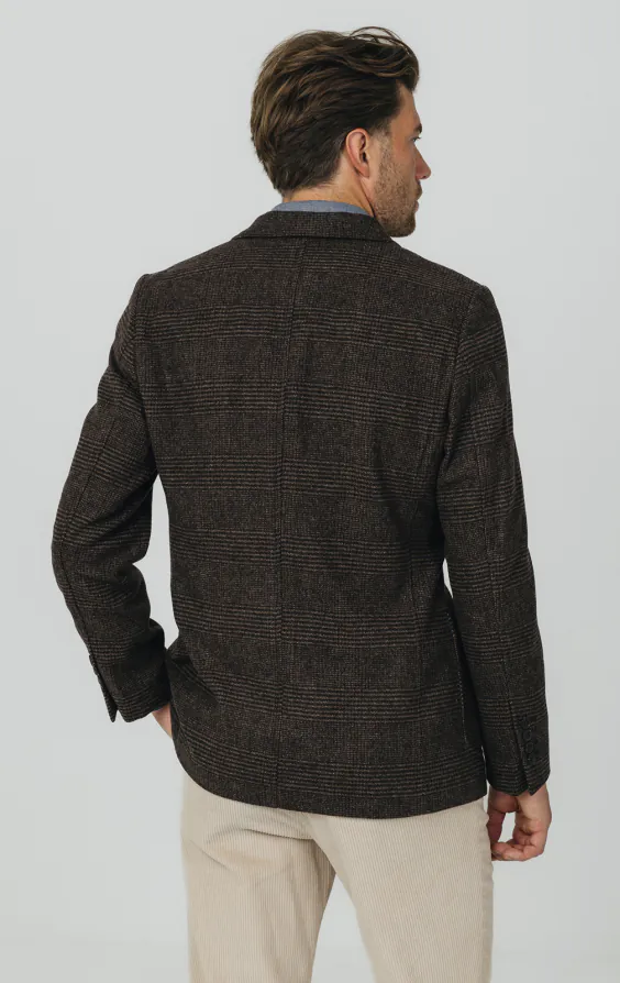 Brun Prince of Wales tweed rutig kavaj med påsydda fickor - photo 5 Brun Prince of Wales tweed rutig kavaj med påsydda fickor - photo 5