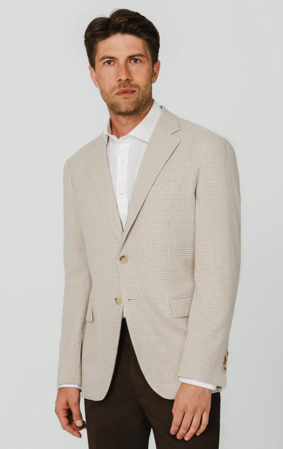 Beige Prince of Wales rutig kavaj Beige Prince of Wales rutig kavaj