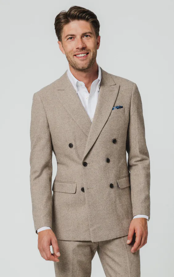 Camelbrun twill tweed kostymkavaj Camelbrun twill tweed kostymkavaj