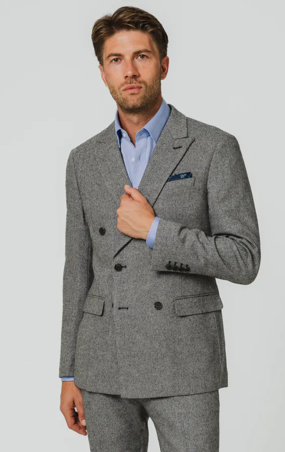 Grå twill tweed kostymkavaj Grå twill tweed kostymkavaj