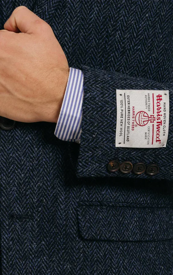 Harris Tweed blå fiskbensmönstad kostym - photo 4 Harris Tweed blå fiskbensmönstad kostym - photo 4