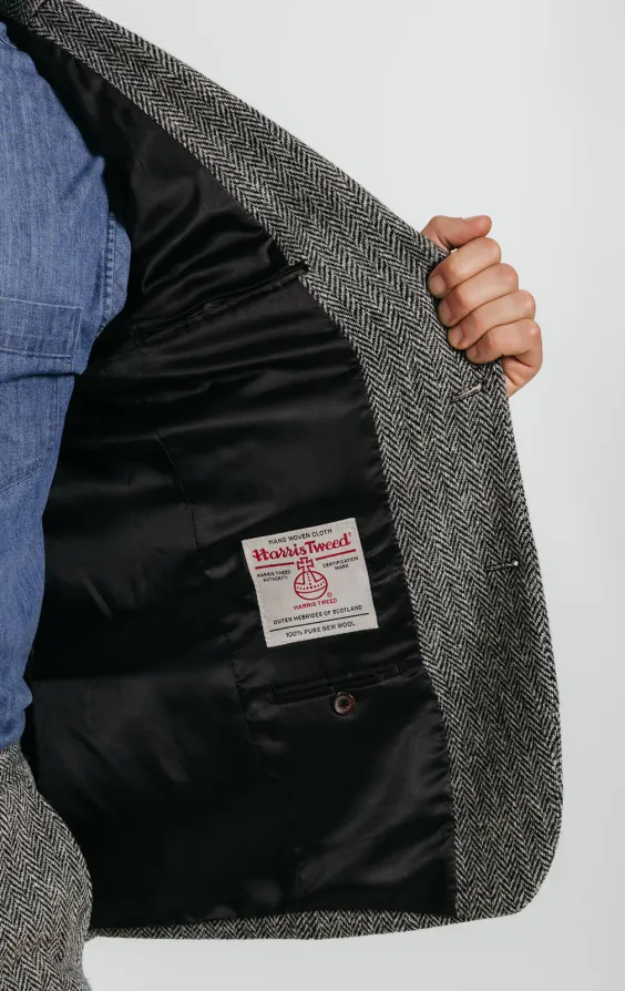 Harris Tweed grå fiskbensmönstad kostym - photo 5