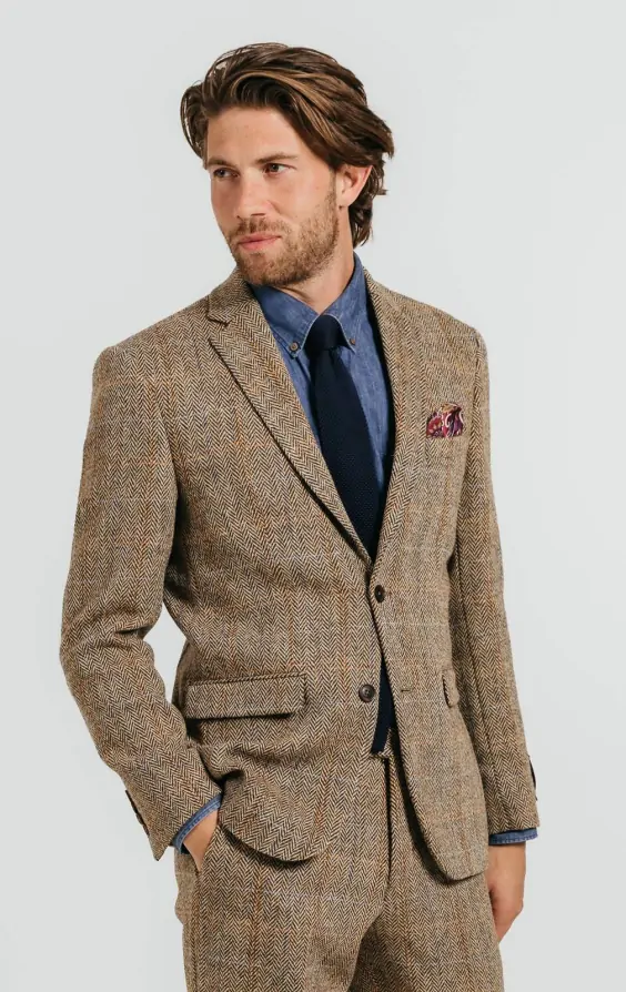 Harris Tweed, Tweedkavaj, brun, storrutig | Dobell