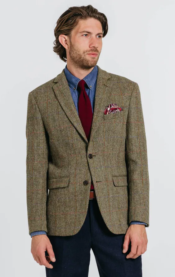 Harris Tweed, Tweedkavaj, grön, storrutig