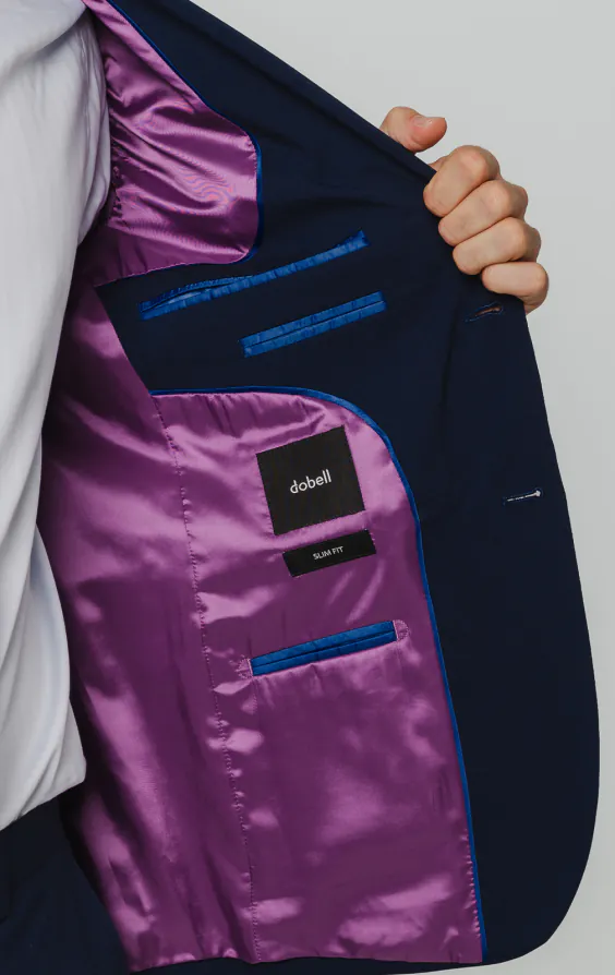 Blå slimfit kostymkavaj - photo 4
