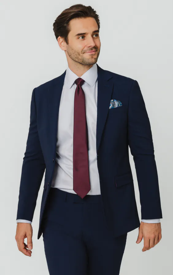 Blå slimfit kostymkavaj
