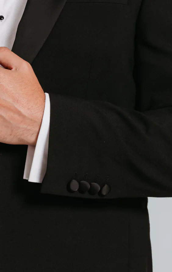 Slimfit svart smokingkavaj med sjalslag - photo 2