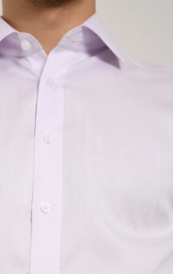 Lilac, fiskbensmönstrad, 100% bomull poplin, easy care skjorta - photo 1 Lilac, fiskbensmönstrad, 100% bomull poplin, easy care skjorta - photo 1