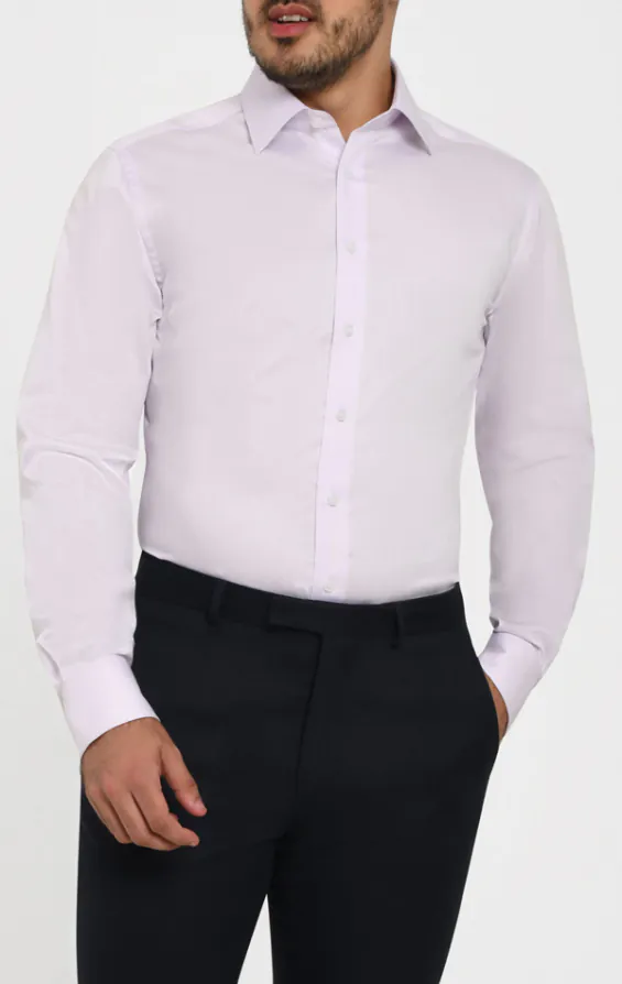 Lilac, fiskbensmönstrad, 100% bomull poplin, easy care skjorta Lilac, fiskbensmönstrad, 100% bomull poplin, easy care skjorta