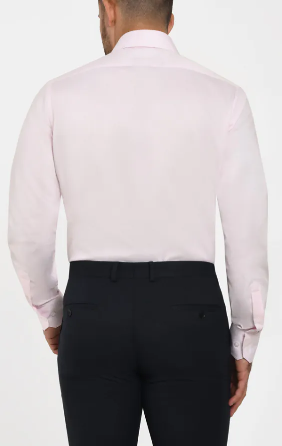 Rosa, fiskbensmönstrad, 100% bomull poplin, easy care skjorta - photo 2