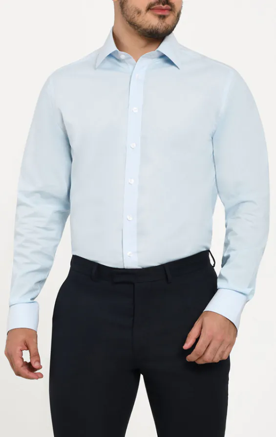 Ljusblå, 100% bomull poplin, easy care skjorta