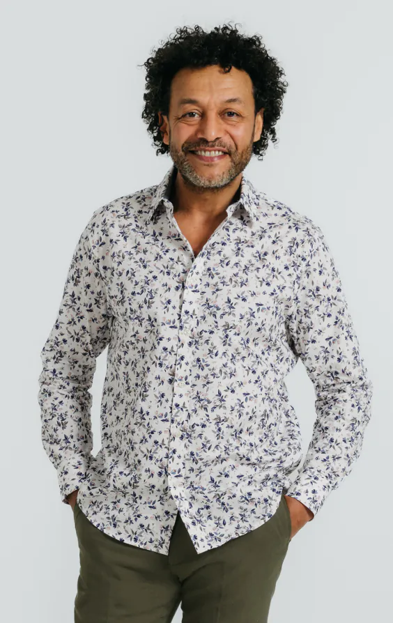 Bomullsskjorta med blommönster