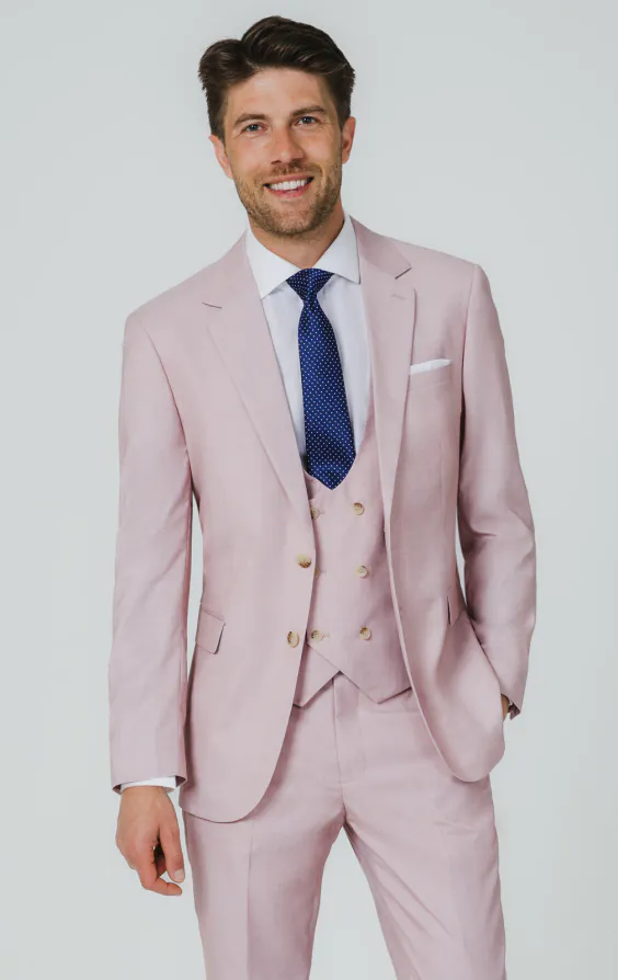 Rosa sharkskin 3-delad kostym