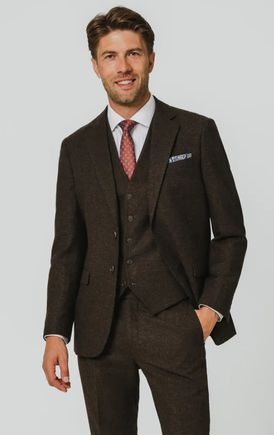 Mörkbrun 'Donegal' tweed 3-delad kostym Mörkbrun 'Donegal' tweed 3-delad kostym