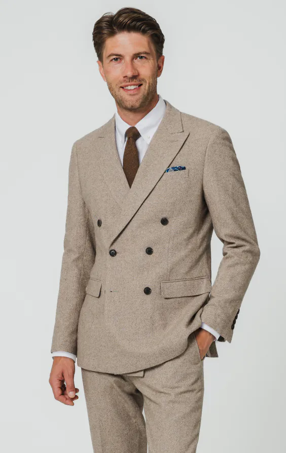 Camelbrun twill tweed kostym Camelbrun twill tweed kostym
