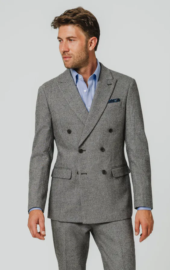 Grå twill tweed kostym